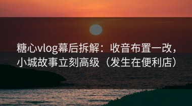 糖心vlog幕后拆解：收音布置一改，小城故事立刻高级（发生在便利店）