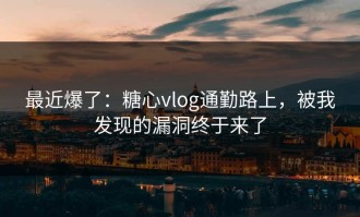 最近爆了：糖心vlog通勤路上，被我发现的漏洞终于来了