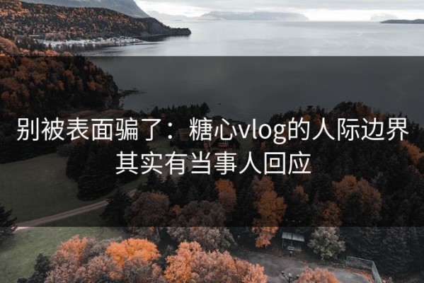 别被表面骗了：糖心vlog的人际边界其实有当事人回应