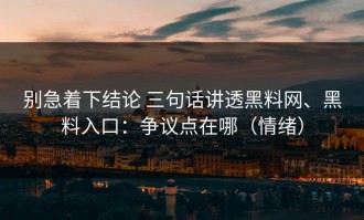 别急着下结论 三句话讲透黑料网、黑料入口：争议点在哪（情绪）