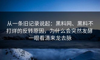 从一条旧记录说起：黑料网、黑料不打烊的反转原因，为什么会突然发酵 一眼看清来龙去脉