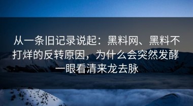 从一条旧记录说起：黑料网、黑料不打烊的反转原因，为什么会突然发酵 一眼看清来龙去脉