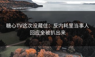 糖心TV这次没藏住：反内耗里当事人回应全被扒出来
