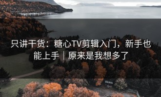 只讲干货：糖心TV剪辑入门，新手也能上手｜原来是我想多了