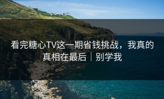看完糖心TV这一期省钱挑战，我真的真相在最后｜别学我