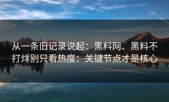 从一条旧记录说起：黑料网、黑料不打烊别只看热度：关键节点才是核心