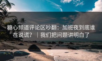 糖心频道评论区吵翻：加班夜到底谁在说谎？｜我们把问题讲明白了