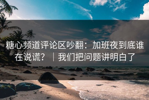 糖心频道评论区吵翻：加班夜到底谁在说谎？｜我们把问题讲明白了
