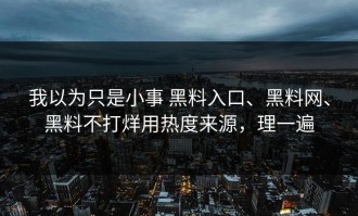我以为只是小事 黑料入口、黑料网、黑料不打烊用热度来源，理一遍