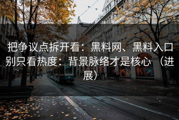 把争议点拆开看：黑料网、黑料入口别只看热度：背景脉络才是核心 （进展）