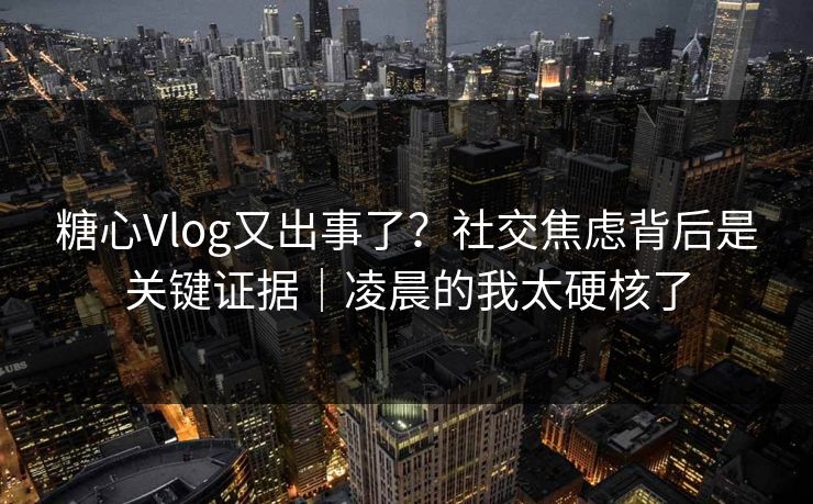 糖心Vlog又出事了？社交焦虑背后是关键证据｜凌晨的我太硬核了