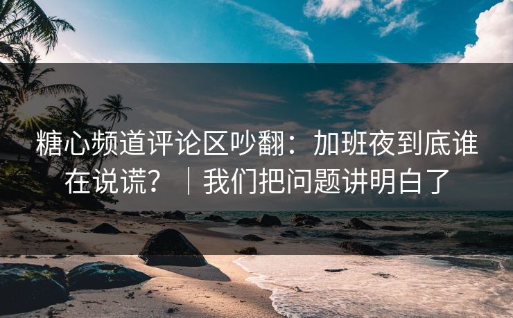 糖心频道评论区吵翻：加班夜到底谁在说谎？｜我们把问题讲明白了