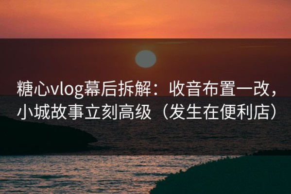 糖心vlog幕后拆解：收音布置一改，小城故事立刻高级（发生在便利店）