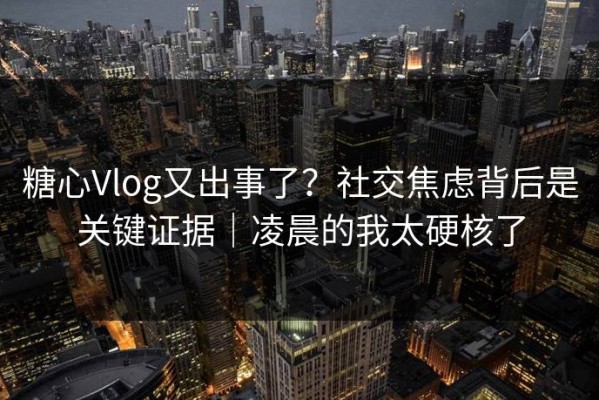 糖心Vlog又出事了？社交焦虑背后是关键证据｜凌晨的我太硬核了