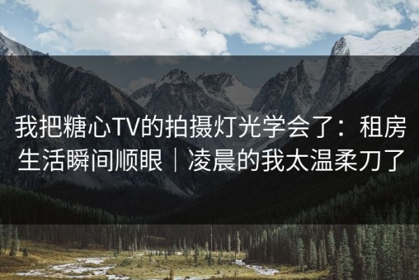 我把糖心TV的拍摄灯光学会了：租房生活瞬间顺眼｜凌晨的我太温柔刀了