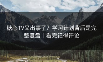 糖心TV又出事了？学习计划背后是完整复盘｜看完记得评论