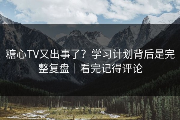 糖心TV又出事了？学习计划背后是完整复盘｜看完记得评论