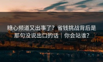 糖心频道又出事了？省钱挑战背后是那句没说出口的话｜你会站谁？