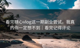 看完糖心vlog这一期副业尝试，我真的你一定想不到｜看完记得评论