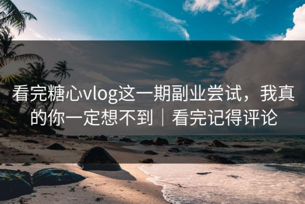 看完糖心vlog这一期副业尝试，我真的你一定想不到｜看完记得评论