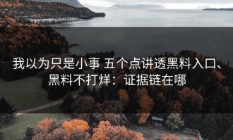 我以为只是小事 五个点讲透黑料入口、黑料不打烊：证据链在哪
