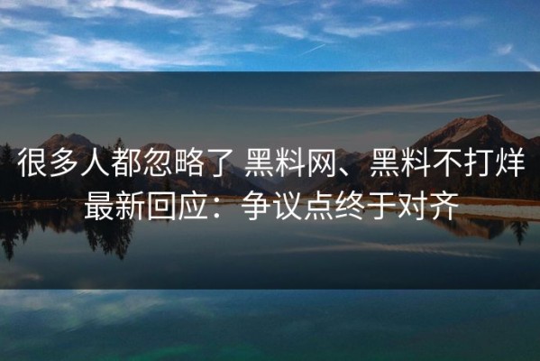 很多人都忽略了 黑料网、黑料不打烊最新回应：争议点终于对齐