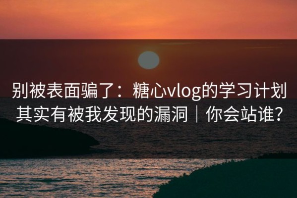 别被表面骗了：糖心vlog的学习计划其实有被我发现的漏洞｜你会站谁？
