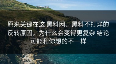 原来关键在这 黑料网、黑料不打烊的反转原因，为什么会变得更复杂 结论可能和你想的不一样