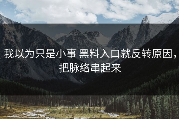 我以为只是小事 黑料入口就反转原因，把脉络串起来