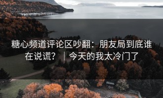 糖心频道评论区吵翻：朋友局到底谁在说谎？｜今天的我太冷门了