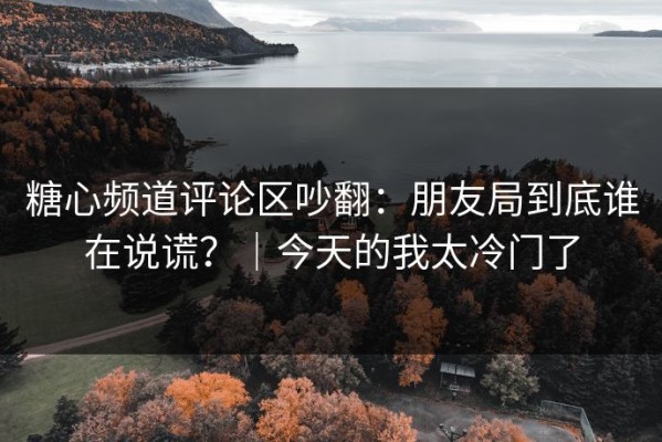 糖心频道评论区吵翻：朋友局到底谁在说谎？｜今天的我太冷门了