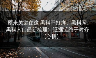 原来关键在这 黑料不打烊、黑料网、黑料入口最新梳理：证据链终于对齐 （心情）
