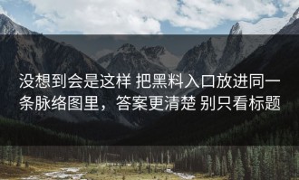 没想到会是这样 把黑料入口放进同一条脉络图里，答案更清楚 别只看标题