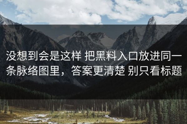 没想到会是这样 把黑料入口放进同一条脉络图里，答案更清楚 别只看标题