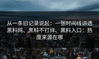 从一条旧记录说起：一张时间线讲透黑料网、黑料不打烊、黑料入口：热度来源在哪