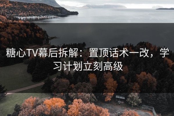 糖心TV幕后拆解：置顶话术一改，学习计划立刻高级