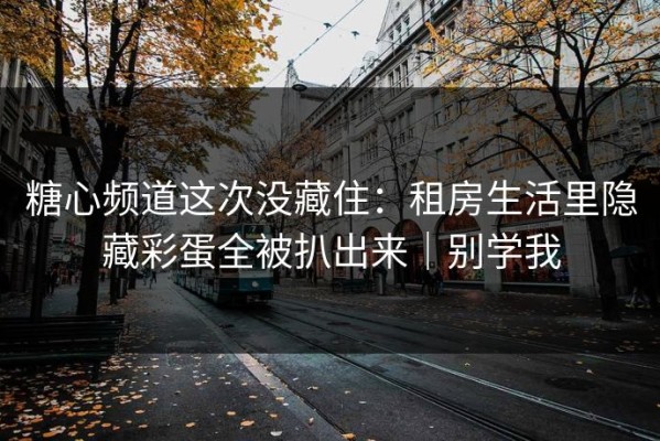 糖心频道这次没藏住：租房生活里隐藏彩蛋全被扒出来｜别学我