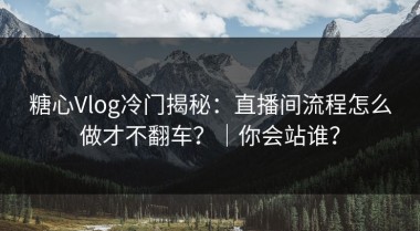 糖心Vlog冷门揭秘：直播间流程怎么做才不翻车？｜你会站谁？