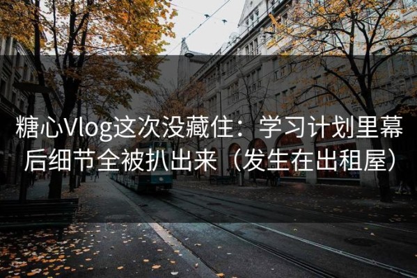 糖心Vlog这次没藏住：学习计划里幕后细节全被扒出来（发生在出租屋）