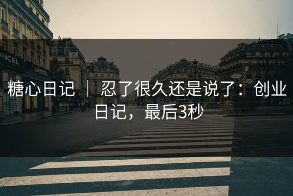 糖心日记 ｜ 忍了很久还是说了：创业日记，最后3秒