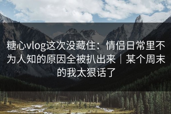 糖心vlog这次没藏住：情侣日常里不为人知的原因全被扒出来｜某个周末的我太狠话了