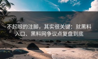 不起眼的注脚，其实很关键：就黑料入口、黑料网争议点复盘到底