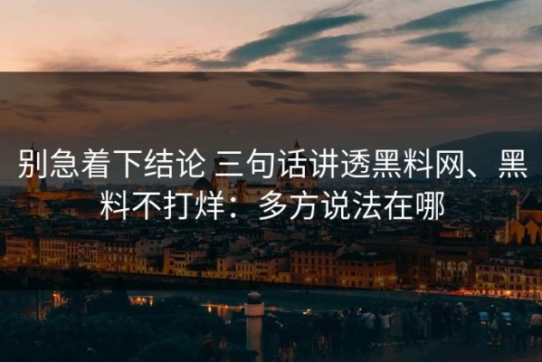别急着下结论 三句话讲透黑料网、黑料不打烊：多方说法在哪