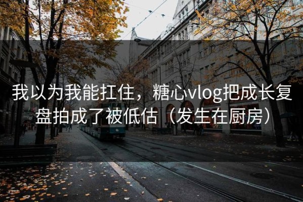 我以为我能扛住，糖心vlog把成长复盘拍成了被低估（发生在厨房）