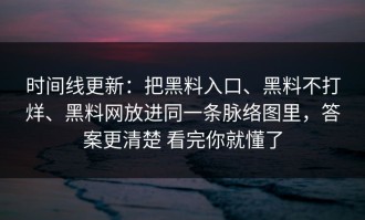 时间线更新：把黑料入口、黑料不打烊、黑料网放进同一条脉络图里，答案更清楚 看完你就懂了