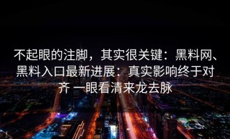 不起眼的注脚，其实很关键：黑料网、黑料入口最新进展：真实影响终于对齐 一眼看清来龙去脉
