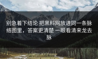 别急着下结论 把黑料网放进同一条脉络图里，答案更清楚 一眼看清来龙去脉