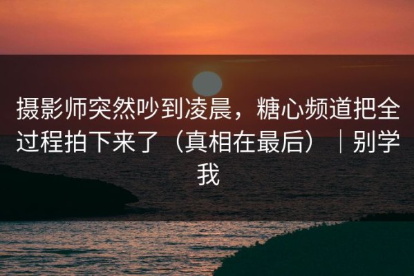 摄影师突然吵到凌晨，糖心频道把全过程拍下来了（真相在最后）｜别学我