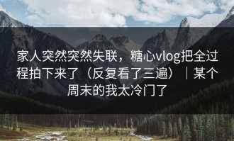 家人突然突然失联，糖心vlog把全过程拍下来了（反复看了三遍）｜某个周末的我太冷门了