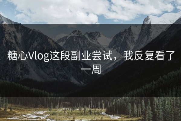 糖心Vlog这段副业尝试，我反复看了一周